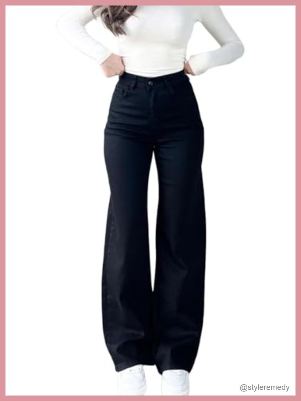 Curvy Fit High Rise Wide Leg Jeans with Tummy Control
